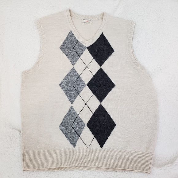 Dockers Cream Argyle Sweater Vest Large 